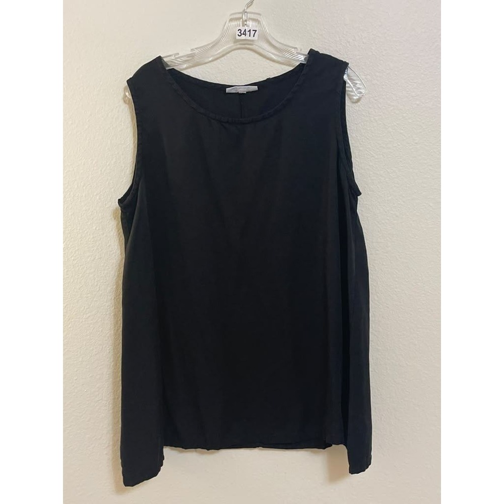 Bryn Walker Black Tencel Sleeveless Tank Top Shell Made in USA Women Medium
